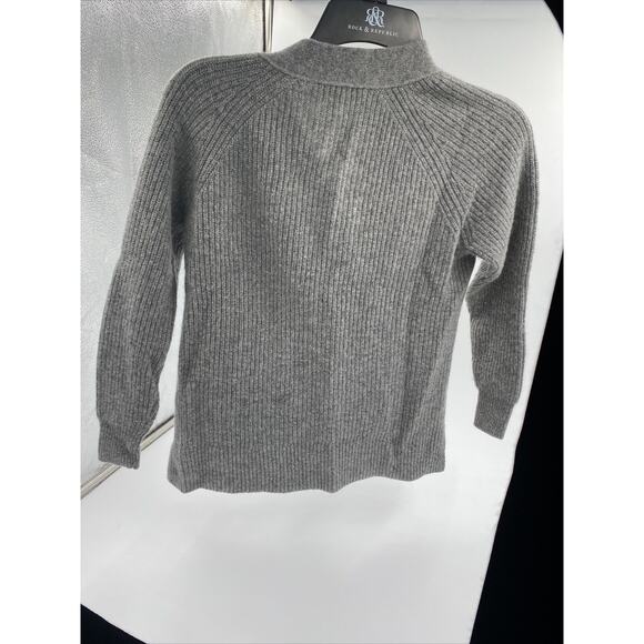 MADEWELL Ribbed Lyle Henley Sweater Gray Pullover Merino Wool ~ XXS - Picture 3 of 3